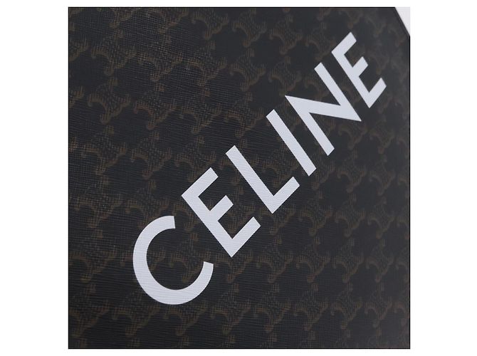 Céline Bolsa de mão CELINE Triomphe Vertical Cabas PVC 2way Preta Ouro Auth 204074M Preto Dourado - vista 19