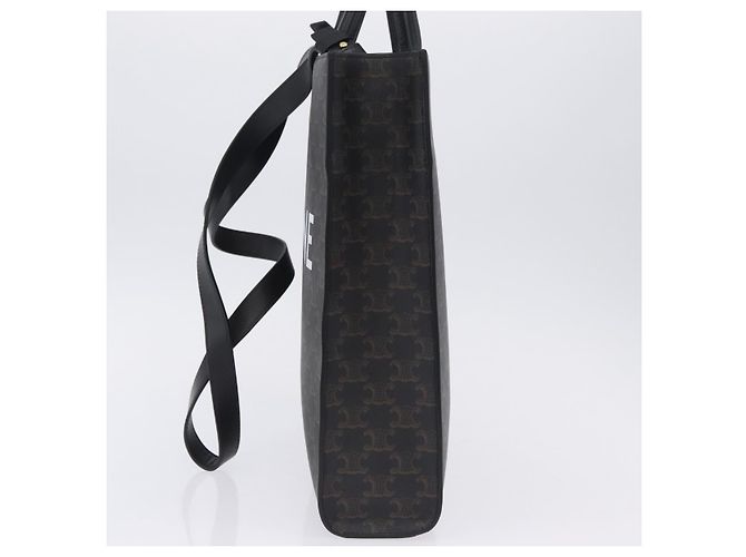 Céline Bolsa de mão CELINE Triomphe Vertical Cabas PVC 2way Preta Ouro Auth 204074M Preto Dourado - vista 3