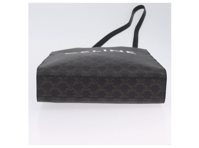 Céline Bolsa de mão CELINE Triomphe Vertical Cabas PVC 2way Preta Ouro Auth 204074M Preto Dourado - vista 5