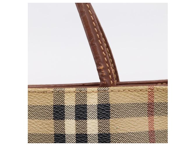 Bolso de mano BURBERRY Nova Check PVC Leather Beige Auth bs37101 - vista 11