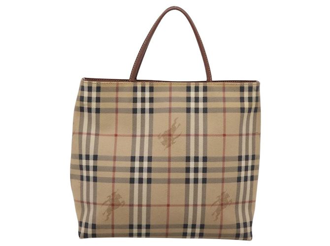 Bolso de mano BURBERRY Nova Check PVC Leather Beige Auth bs37101 - vista 13