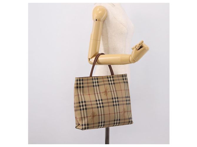 Bolso de mano BURBERRY Nova Check PVC Leather Beige Auth bs37101 - vista 22