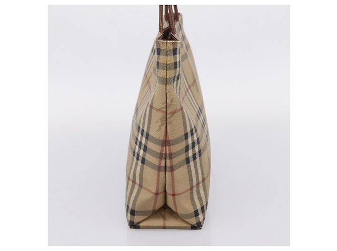 Bolso de mano BURBERRY Nova Check PVC Leather Beige Auth bs37101 - vista 3