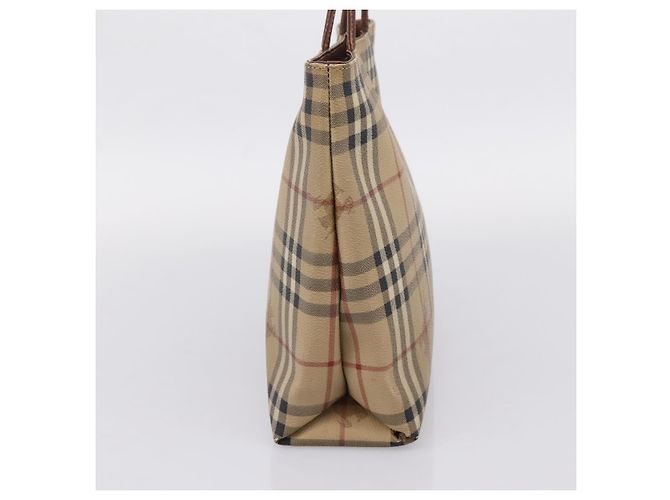 Bolso de mano BURBERRY Nova Check PVC Leather Beige Auth bs37101 - vista 4