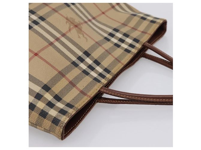 Bolso de mano BURBERRY Nova Check PVC Leather Beige Auth bs37101 - vista 6