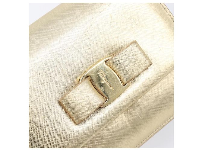 Borsa a tracolla Salvatore Ferragamo Vala Chain in pelle oro autentica bs37272 - vista 19