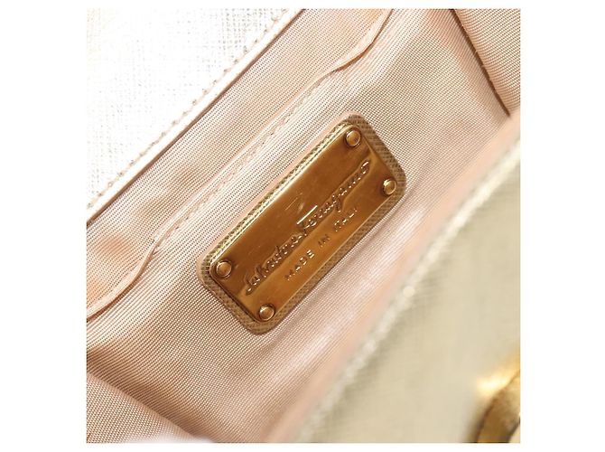 Borsa a tracolla Salvatore Ferragamo Vala Chain in pelle oro autentica bs37272 - vista 21