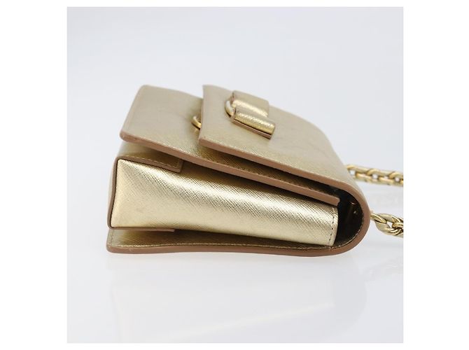 Borsa a tracolla Salvatore Ferragamo Vala Chain in pelle oro autentica bs37272 - vista 3