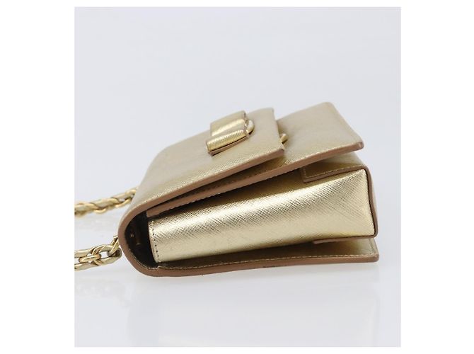 Borsa a tracolla Salvatore Ferragamo Vala Chain in pelle oro autentica bs37272 - vista 4