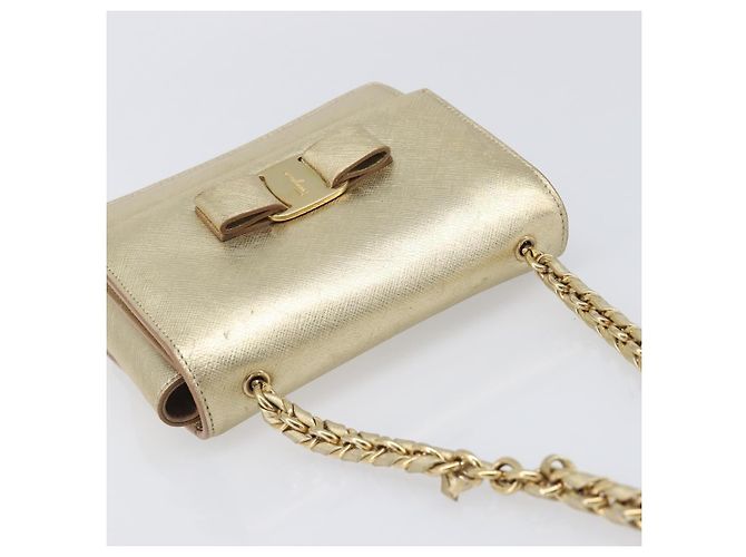 Borsa a tracolla Salvatore Ferragamo Vala Chain in pelle oro autentica bs37272 - vista 6