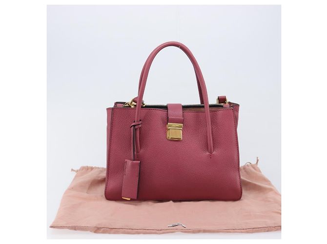 Borsa a mano Miu Miu Madras Leather 2way Pink Gold Auth ka6401V Rosa D'oro - vista 12
