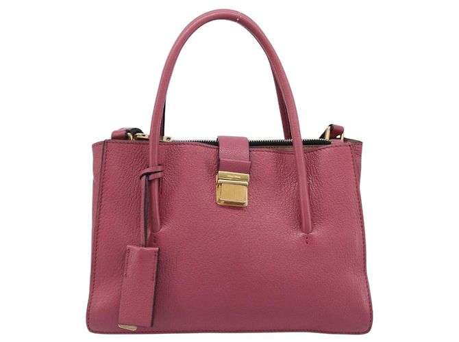 Borsa a mano Miu Miu Madras Leather 2way Pink Gold Auth ka6401V Rosa D'oro - vista 13