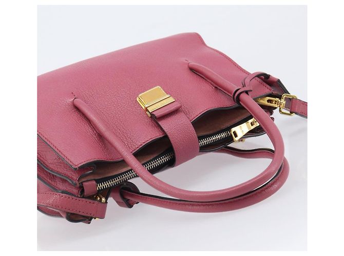 Borsa a mano Miu Miu Madras Leather 2way Pink Gold Auth ka6401V Rosa D'oro - vista 14