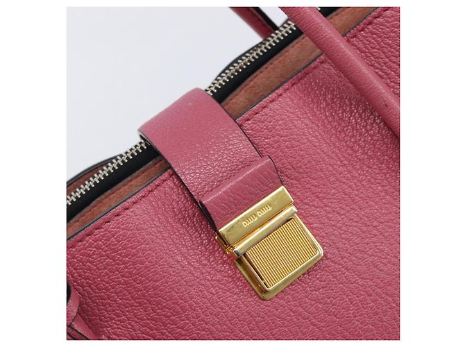 Borsa a mano Miu Miu Madras Leather 2way Pink Gold Auth ka6401V Rosa D'oro - vista 25