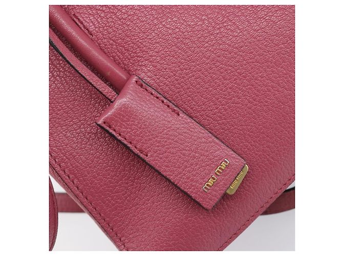 Borsa a mano Miu Miu Madras Leather 2way Pink Gold Auth ka6401V Rosa D'oro - vista 26