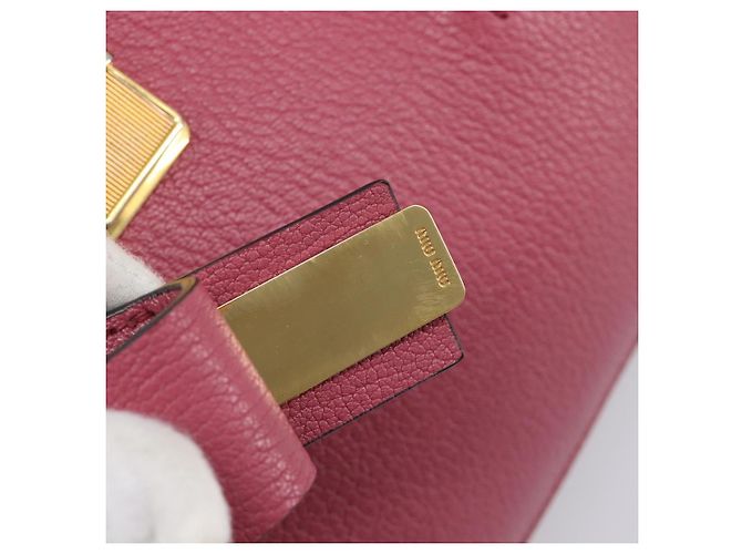 Borsa a mano Miu Miu Madras Leather 2way Pink Gold Auth ka6401V Rosa D'oro - vista 27