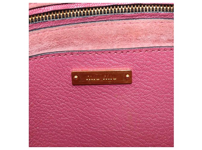 Borsa a mano Miu Miu Madras Leather 2way Pink Gold Auth ka6401V Rosa D'oro - vista 28
