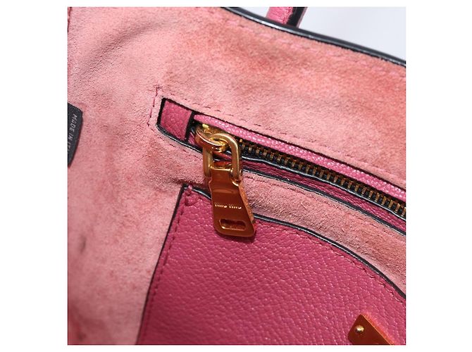 Borsa a mano Miu Miu Madras Leather 2way Pink Gold Auth ka6401V Rosa D'oro - vista 31