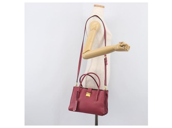 Borsa a mano Miu Miu Madras Leather 2way Pink Gold Auth ka6401V Rosa D'oro - vista 38