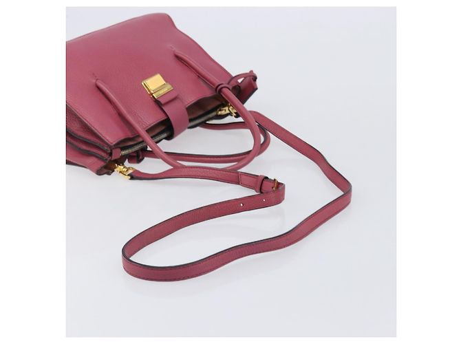 Borsa a mano Miu Miu Madras Leather 2way Pink Gold Auth ka6401V Rosa D'oro - vista 7