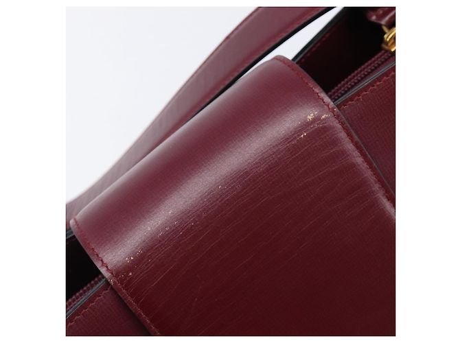 Borsa a tracolla CARTIER Must Line in pelle Bordeaux Gold Auth ka6410 - vista 10