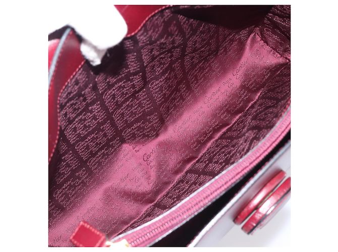 Borsa a tracolla CARTIER Must Line in pelle Bordeaux Gold Auth ka6410 - vista 11