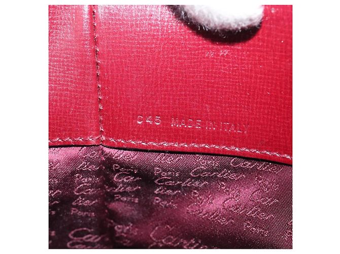 Borsa a tracolla CARTIER Must Line in pelle Bordeaux Gold Auth ka6410 - vista 12
