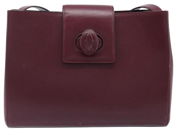 Borsa a tracolla CARTIER Must Line in pelle Bordeaux Gold Auth ka6410 - vista 13