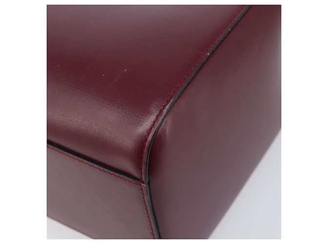 Borsa a tracolla CARTIER Must Line in pelle Bordeaux Gold Auth ka6410 - vista 15