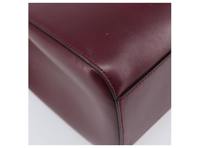 Borsa a tracolla CARTIER Must Line in pelle Bordeaux Gold Auth ka6410 - vista 16