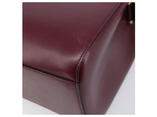 Borsa a tracolla CARTIER Must Line in pelle Bordeaux Gold Auth ka6410 - vista 17