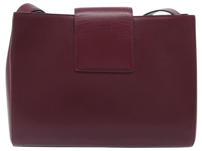 Borsa a tracolla CARTIER Must Line in pelle Bordeaux Gold Auth ka6410 - vista 2