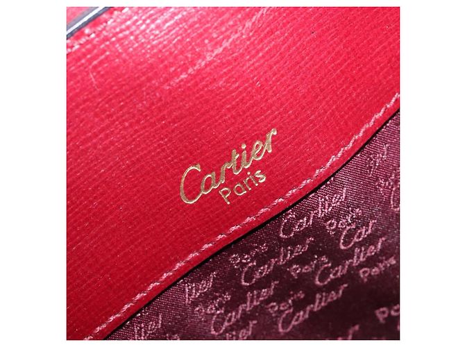 Borsa a tracolla CARTIER Must Line in pelle Bordeaux Gold Auth ka6410 - vista 22