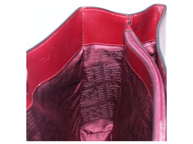 Borsa a tracolla CARTIER Must Line in pelle Bordeaux Gold Auth ka6410 - vista 23