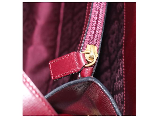 Borsa a tracolla CARTIER Must Line in pelle Bordeaux Gold Auth ka6410 - vista 25
