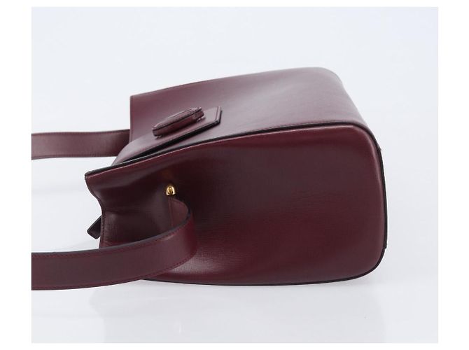 Borsa a tracolla CARTIER Must Line in pelle Bordeaux Gold Auth ka6410 - vista 4