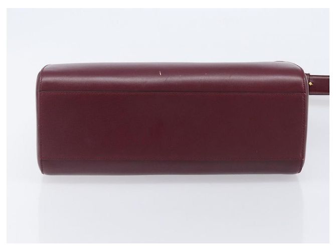 Borsa a tracolla CARTIER Must Line in pelle Bordeaux Gold Auth ka6410 - vista 5