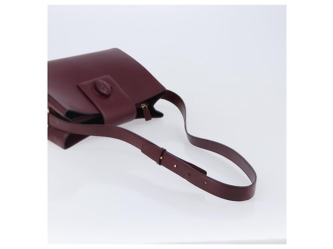 Borsa a tracolla CARTIER Must Line in pelle Bordeaux Gold Auth ka6410 - vista 8