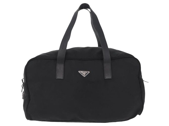 Bolso de mano PRADA Nylon Black Silver Auth 201394A Negro Plata - vista 13