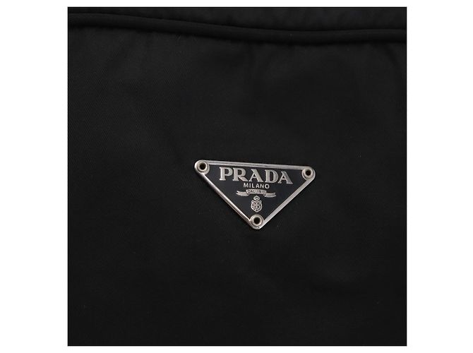 Bolso de mano PRADA Nylon Black Silver Auth 201394A Negro Plata - vista 19