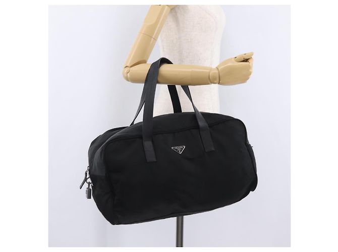 Bolso de mano PRADA Nylon Black Silver Auth 201394A Negro Plata - vista 23