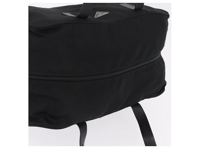 Bolso de mano PRADA Nylon Black Silver Auth 201394A Negro Plata - vista 6