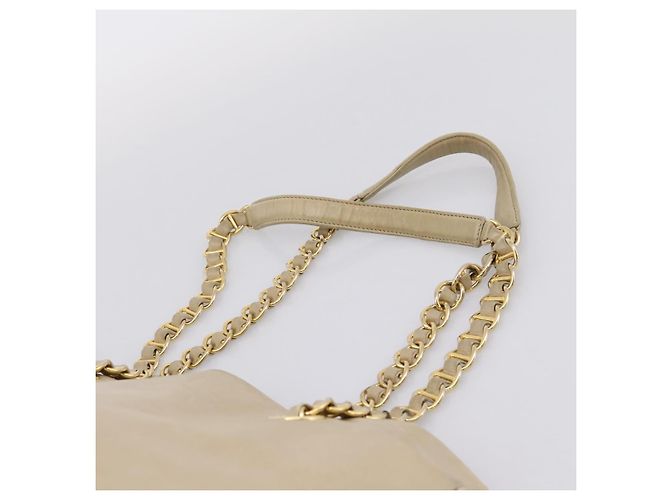 Borsa Tote con Catena PRADA Pelle Beige Oro Auth bs37400 D'oro - vista 14