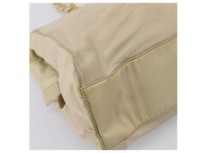 Borsa Tote con Catena PRADA Pelle Beige Oro Auth bs37400 D'oro - vista 16