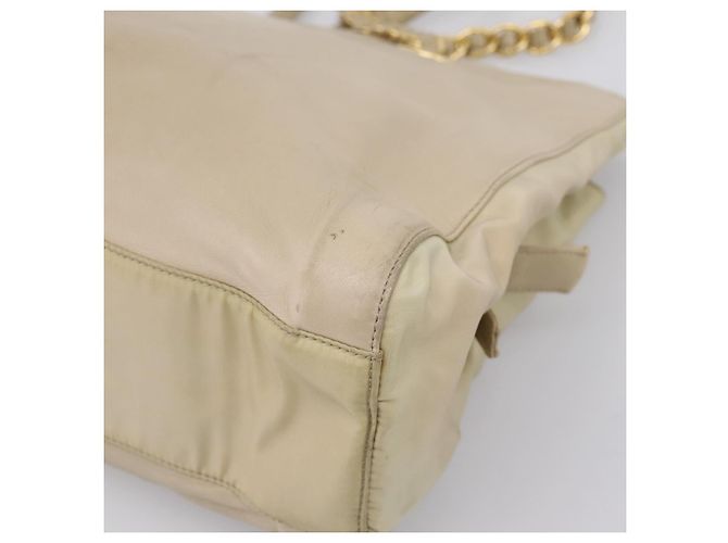 Borsa Tote con Catena PRADA Pelle Beige Oro Auth bs37400 D'oro - vista 17