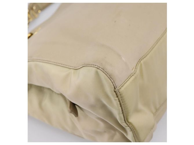 Borsa Tote con Catena PRADA Pelle Beige Oro Auth bs37400 D'oro - vista 18
