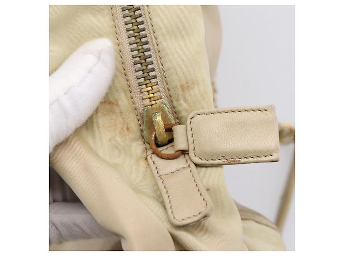Borsa Tote con Catena PRADA Pelle Beige Oro Auth bs37400 D'oro - vista 24