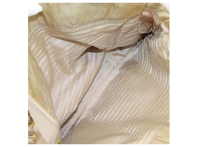 Borsa Tote con Catena PRADA Pelle Beige Oro Auth bs37400 D'oro - vista 27