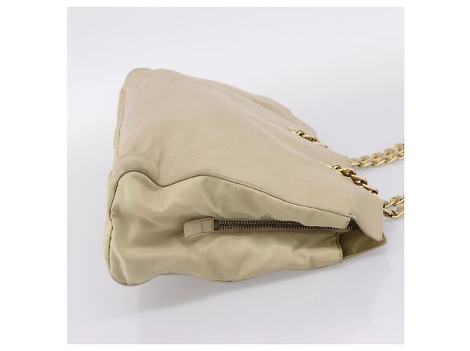 Borsa Tote con Catena PRADA Pelle Beige Oro Auth bs37400 D'oro - vista 4