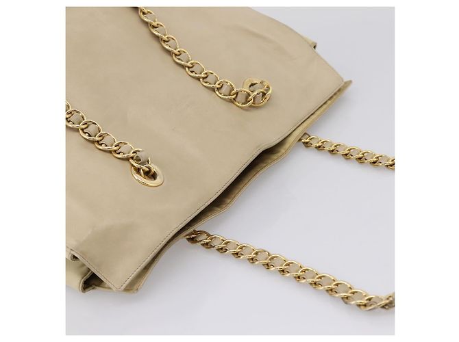 Borsa Tote con Catena PRADA Pelle Beige Oro Auth bs37400 D'oro - vista 6